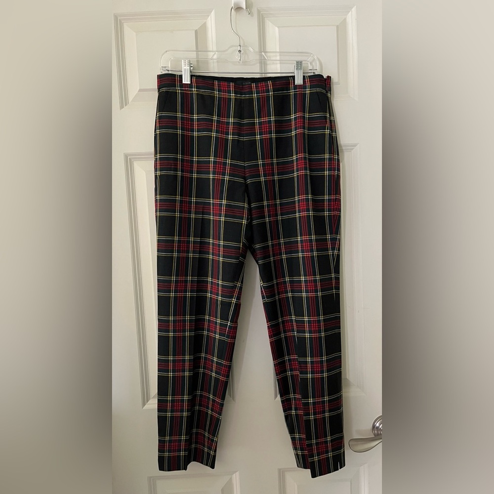 J. Crew Martie Stewart Tartan Plaid Mid-Rise Trouser Ankle Pant Holiday Wool 6